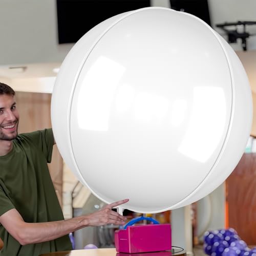 Image of 50 Inch Matte White Round Foil Balloons 3pcs Large Mylar Balloons | Jumbo Giant Helium 4D Ball Balloons for Birthday Party, Graduation, Wedding, Christmas, New Year, Disco Prom Party Decoration