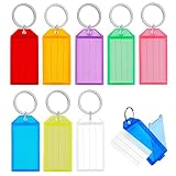 24 Pack Heavy Duty Key Tags - Multi-Color Keyrings, Key Tags with Ruled Blank Paper Labels, Split Rings 8 Colors, Includes Extra Paper, Ideal for Name, ID/Pet/Luggage