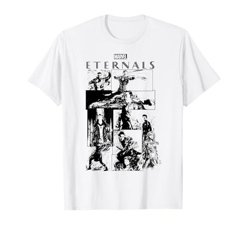 T-shirt Marvel Eternals Ink Panels vêtement manches courtes en coton noir