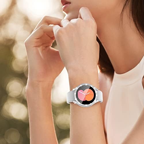Kamita Diamond etui do Samsung Galaxy Watch 5/4 40 mm, etui ochronne z ochroną wyświetlacza z hartowanego szkła, twarde etui typu bumper, odporne na uderzenia etui do Samsung Watch 5/Watch 4 (różowe złoto + srebro)