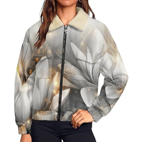 Blouson pour sports de plein air avec motif lotus abstrait pour femme active