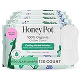 The Honey Pot Company - 120 ct - Herbal Everyday Panty Liners for Women - Infused w/Essential Oils for Cooling Effect & Organic Cotton Cover - Feminine Care