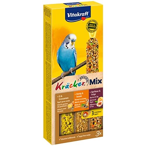 Vitakraft Kräcker – Friandise pour Perruches – Assortiment oeuf, figue abricot et miel – 1×3