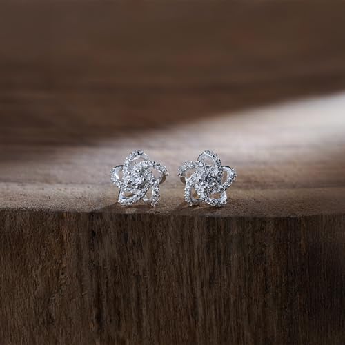 Image of TRUESILVER ACPL 925 Sterling Silver BIS Hallmarked Stud Earrings for Women & Girls |Sparkling Stone Embellished Elegant Design | Lightweight Daily Wear Jewellery | Gift for Women