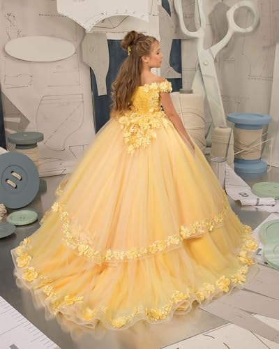Clixsy Flower Girl Dress Flower Appliques - Tulle Princess Pageant Dresses for Girls Long Party Ball Gown2
