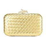 BellaBlend Elegante Clutch Tasche für Damen Abendhochzeit Gewebte Handtasche Formelle PU Leder Designer Handtasche immagine
