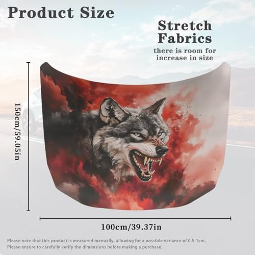 Image of Car Hood Cover Protector Stretchable 59x39 Inches Wolf Car Hood Wraps Vehicles Banner Outdoor Decorations for Compact Sedans SUV Trucks