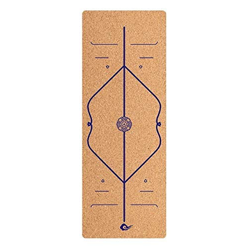 Estera De Yogaalfombrilla De Corcho Para Yoga, Parte Inferior De Tpe Antideslizante Con Líneas De Alineación, Esterilla De Entrenamiento, Ecológica, Antiarrugas Para Ejercicios De Yoga Y Pilates