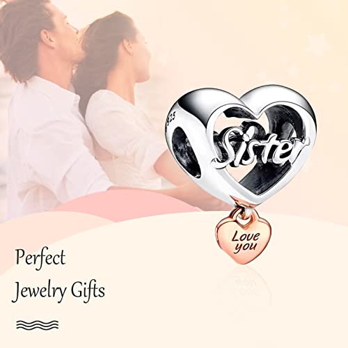 Annmors Charms for Bracelets 925 Sterliing Silver Thank You Family & Friends Two Tone Dangle for Women Charm Bracelet & Necklace2