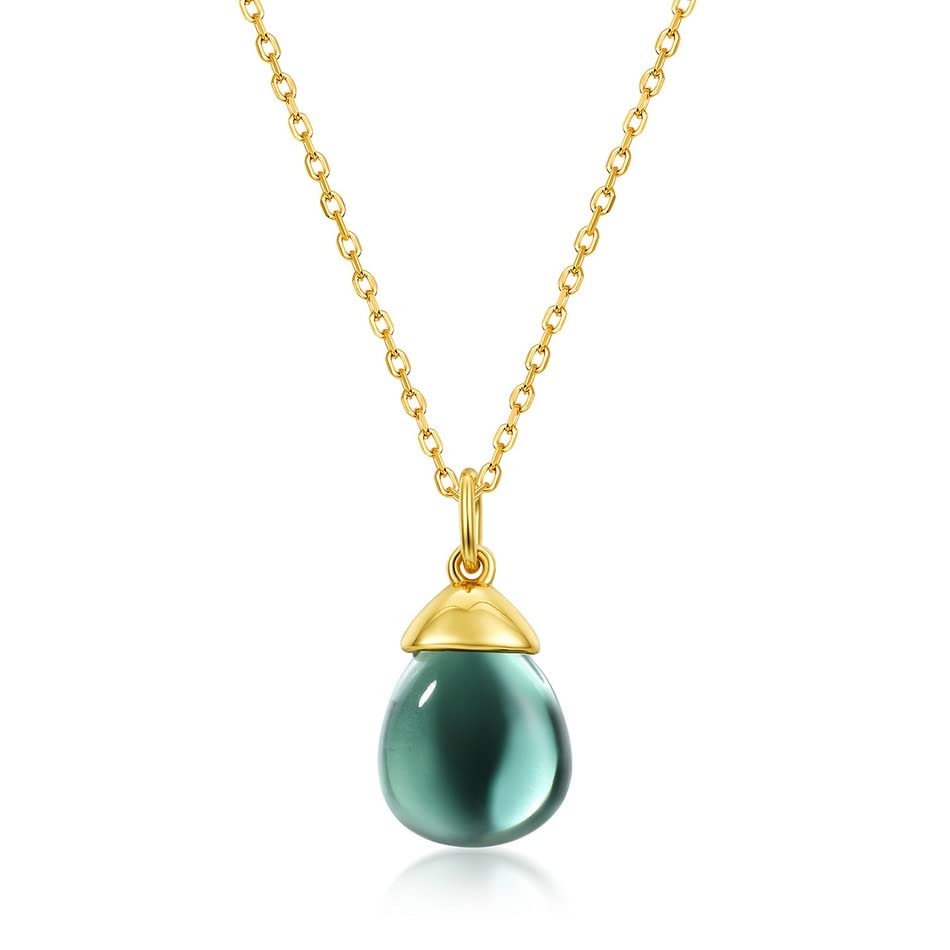 Collier améthyste verte argent 925, pendentif goutte bijoux femme anniversaire