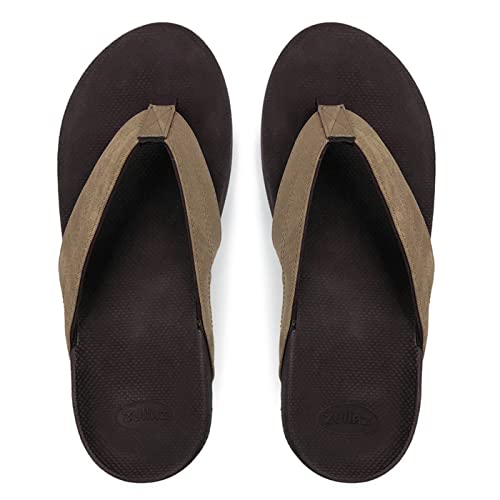 Snapper Orthotic Flip Flops for Men, Stylish & Comfortable Orthopedic Sandals with Biomechanical Arch Support Durable Canvas Khaki Colored Strap2