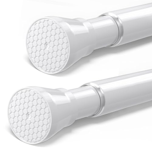 Image of Tension Curtain Rod 30 to 64 Inch 2Pack White Adjustable Curtain Rods No Drilling Expandable Pressure Spring Tension Curtain Rod 7 /8 inch Spring Loaded Curtain Rods For Windows Bedroom Closet Doorway Door