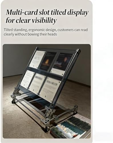 Adjustable Clear Acrylic Menu Holder with Moving Wheels & Stainless Steel Base for Restaurant, Office, Store Display Versatile, Stylish