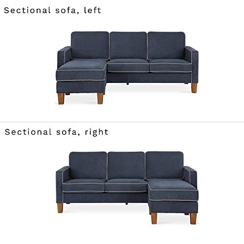 Novogratz Bowen Sectional Sofa With Contrast Welting, Blue #TOP7