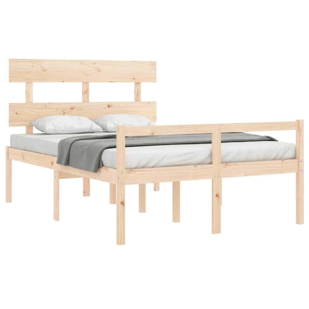 Massivholz Kiefer Seniorenfreundlich 45 cm Sitzhöhe Braun 140x190 cm | Seniorenbett Massivholz 140x190 cm mit Kopfteil und Stauraum Kiefer Bettgestell für Seniorengerecht