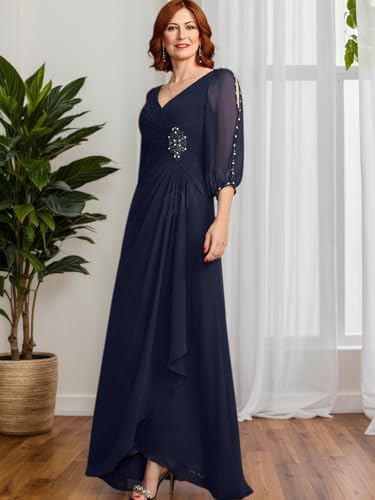 Women's Chiffon 3/4 Sleeves Mother of The Bride Dresses 2025 for Wedding LU1804