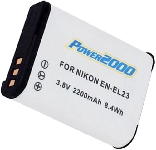 Miniatura 2 de Power 2000 Batería para cámara digital, funciona con cámara digital Nikon Coolpix P600, (iones de litio, 3.8 V, 2200 mAh), ultra alta capacidad,