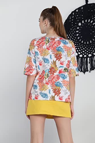 Image of OM SAI LATEST CREATION Women's Tie Dye Color Block Crewneck Cape Sleeve Casual Loose Pullover Sweatshirt Tops