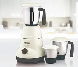 Borosil Home Star 500W Mixer Grinder with 3 Stainless Steel Jars, White