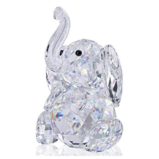 H&D Crystal Cute Elephant Figurine Collection Cut Glass Ornament Statue Animal Collectible