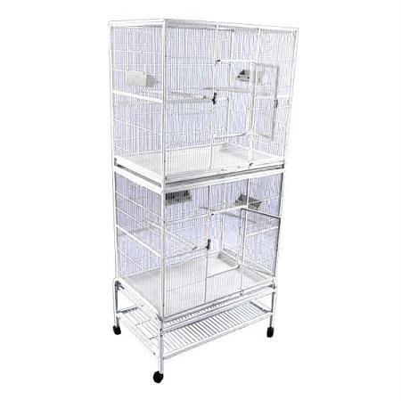 Fancy Feline Double Stack Flight Cage - White