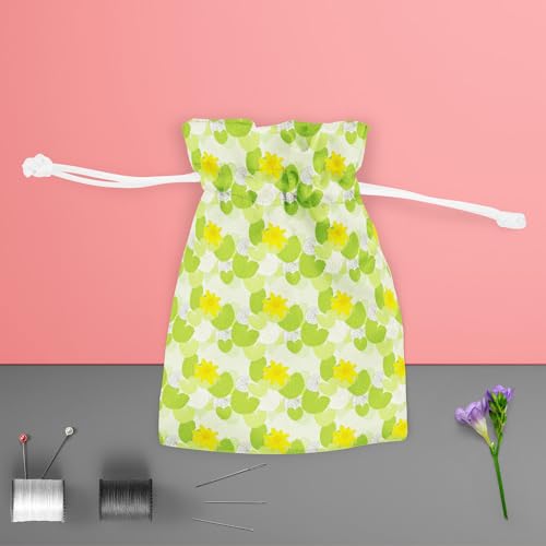 Image of ArtzFolio Green Leaves D1 | Pouch Wrist Potli Bag | Bag for Weddings & Casual Parties