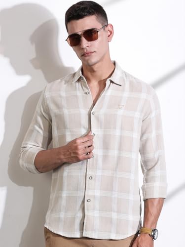 Image of Thomas Scott Men's | Checks | Full Sleeve | Slim Fit | 100% Cotton | Spread Collar | Casual Shirt