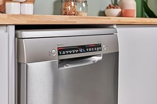 Bosch SMS4EKI06G Series 4, Free-Standing Dishwasher 60 cm, B Energy Rated, 13 Place Settings, 9 Litre, ExtraDry, Silence Plus 42dB Quiet,Rackmatic Adjustable Basket, Silver Inox