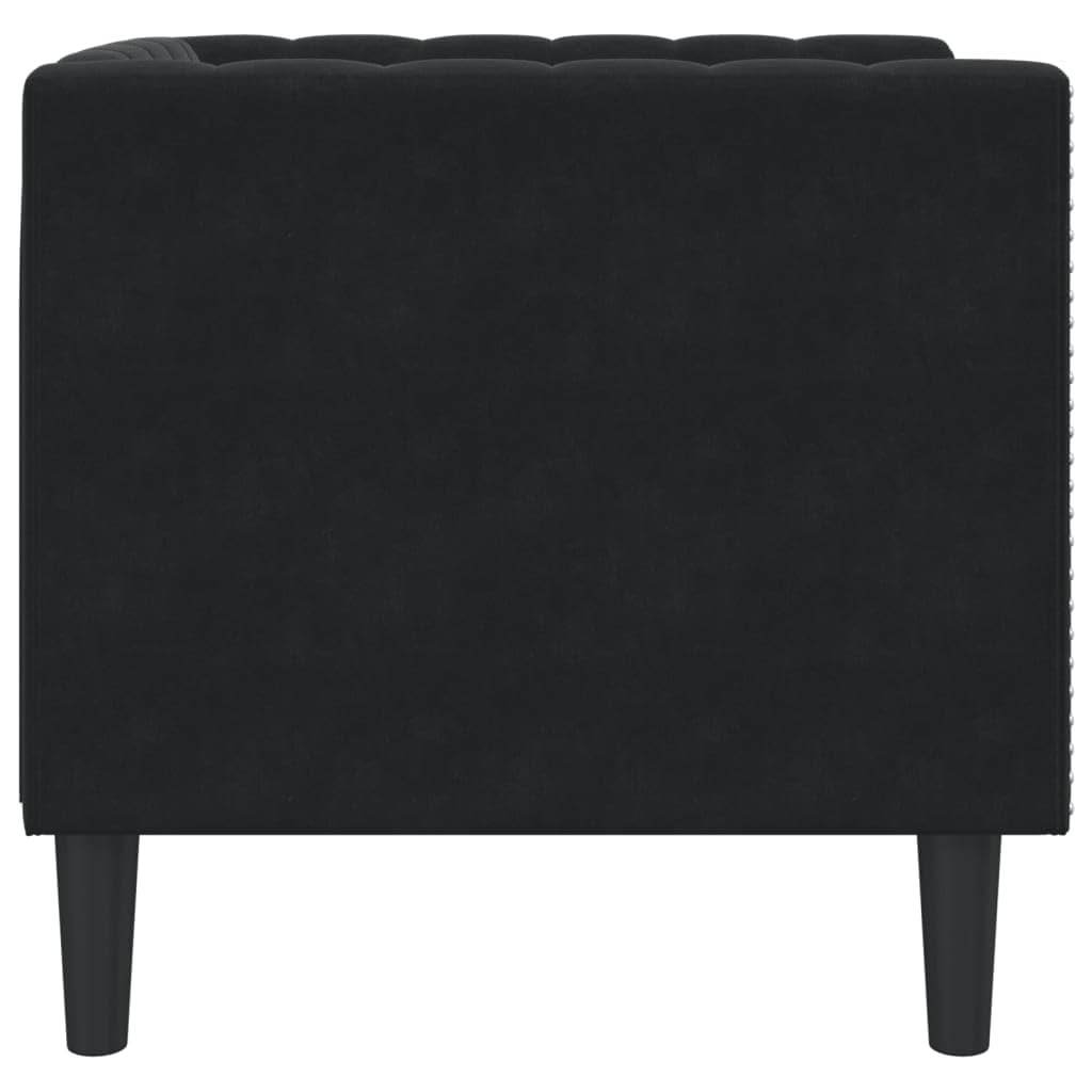 vidaXL Chesterfield Sessel, Loungesessel mit Knopfheftung, Polstersessel Relaxsessel für Wohnzimmer, Clubsessel Cocktailsessel Sofa, Schwarz Samt
