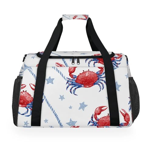 Crab Stars Watercolor Travel Duffel Bag Weekender Overnight Bags for Women Men Foldable Waterproof Tote Bag with Trolley Sleeve