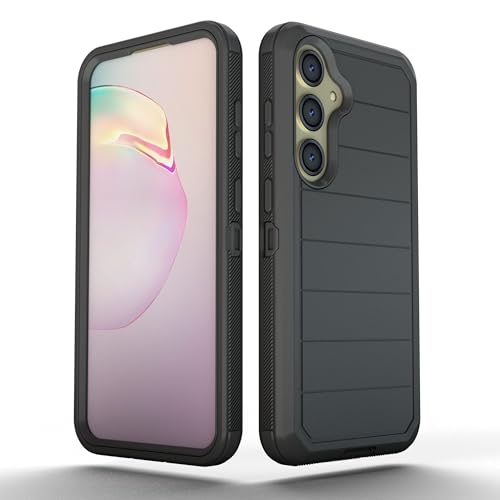 Image of KLD Rugged Armor Back Cover Compatible for Samsung Galaxy S25 Case Hard PC + Soft TPU with Bumper Complete Protection Mobile Pouch - Black