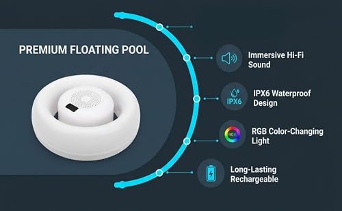 Erchineko Haut Parleur Flottant pour Piscine, Enceinte Bluetooth avec – vue 4