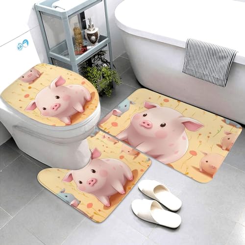 Tapis de bain antidérapant cochon pour sol sec et WC propre - 4