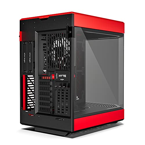 Image of Hyte Y60 Modern Aesthetic Dual Chamber Panoramic Tempered Glass Mid-Tower ATX Computer Gaming Case with PCIE 4.0 Riser Cable Included, Red (CS-HYTE-Y60-BR)