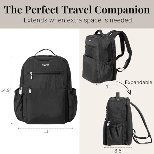 baggallini tribeca expandable laptop backpack  compression cube 3-piece set  mini pocket cosmetic