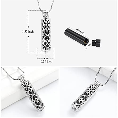 Imrsanl Cremation Urn Pendant Necklace with Hollow Cylinder Vial Keepsake Urn Cremation Jewelry Memorial Lockets for Ashes for Women Men2