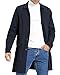 Feziakuk Herren Trenchcoat Einreihig Lang Mantel Leichter Revers Herbst Winter Jacke Übergangsjacke, Dunkelblau L