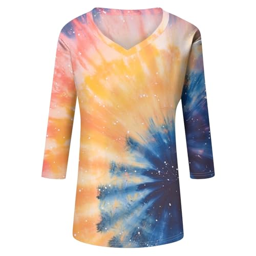HTHLVMD Womens 3/4 Length Sleeve Tunic Tops Summer Fall Outfits 2025 Three Quarter Sleeve Casual V Neck T Shirts for Women