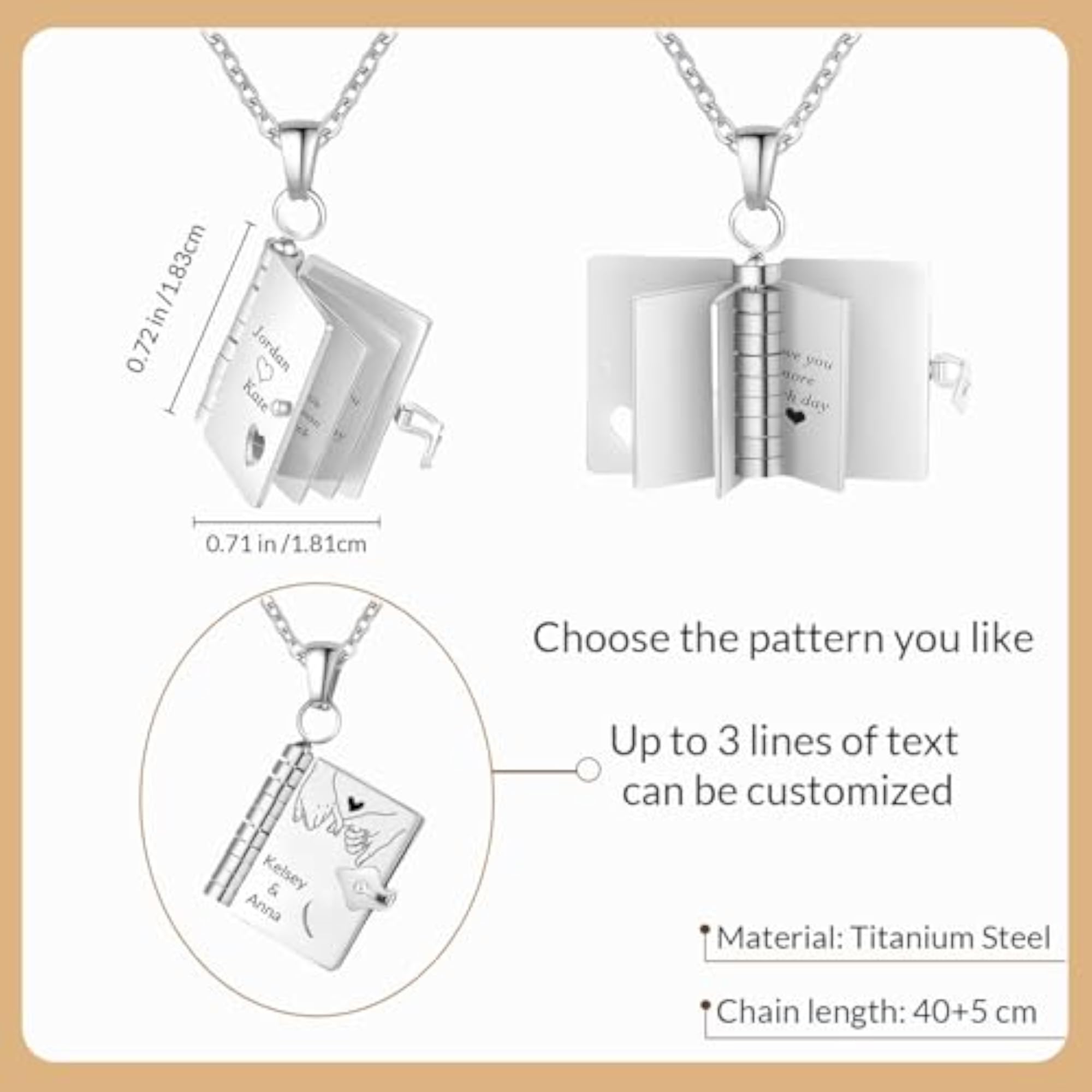 Daughter's Book Necklace, Personalized Gift from Mom and Dad