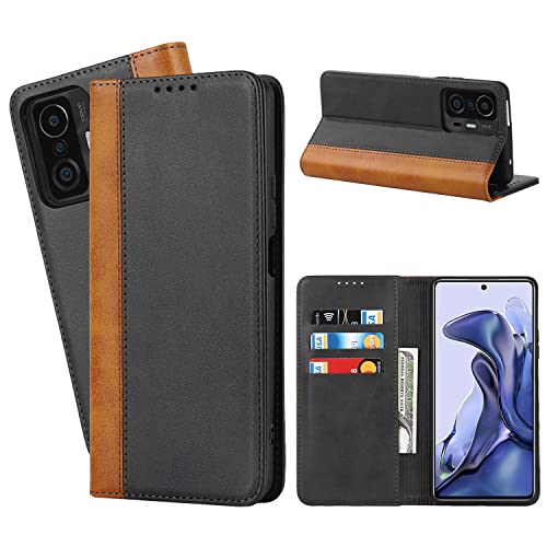 Havaya Xiaomi 11T Pro ケース Xiaomi 11T ケース 手帳型 docomo シャオミー 11t スマホケース シャオミー 11t プロ au 耐衝撃 カバー マグネット式 カード収納 SoftBank スタンド機能 レザー-ブラ