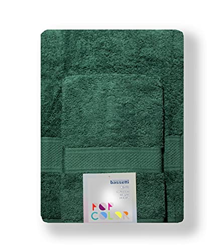Bassetti - Set Asciugamani Da Bagno Viso e Bidet Coppia Asciugamani da Bagno con Ospite | 60x110 cm + 40x60 cm | Col. Z4 - Bosco