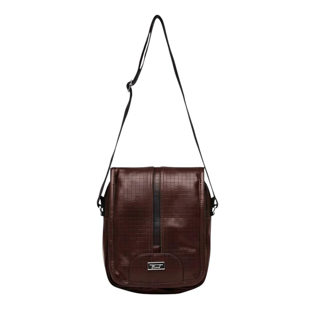 Leather Sling Bag for Men and Women, Crossbody Messenger Bag, Multiple Zipper Pockets, Compact, Stylish, Travel, Office, Daily Use-image-12