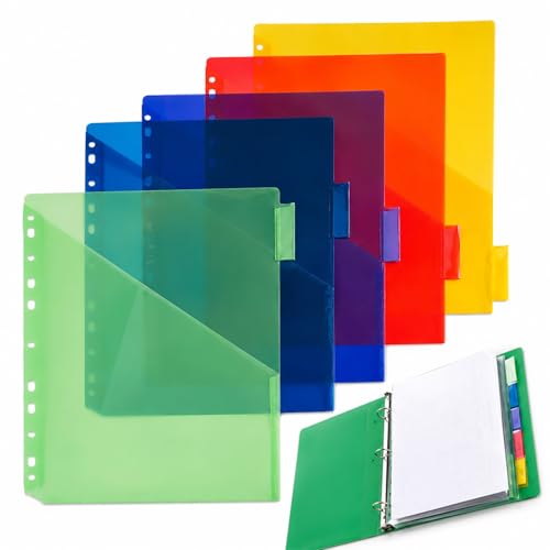Image of 5 Pack Poly Translucent Index Dividers – A4 Binder Dividers with Pocket & Name Tab – Tear-Resistant Plastic – Pre-Punched for Ring Binders & Files