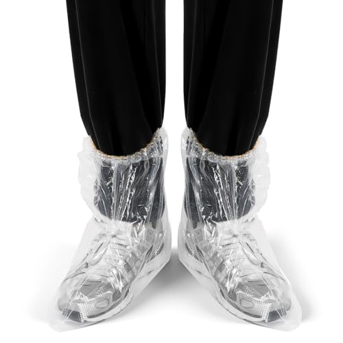 LSLYHTC 20 Pairs Waterproof Shoe Covers for Rain, Disposable Plastic Non Slip Shoes and Boots Covers, Dustproof Water Proof Shoe Protectors Cover for Women Men Outdoor