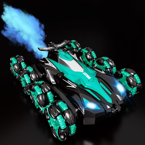 Ferngesteuertes Auto ab 8 Jahre, 1:16 Auto Ferngesteuert ab 6 Jahre, 2,4 GHz Stunt Auto mit Fernbedienung Handsteuerung, 8 Räder, Sprühnebel-LED-Musik, Spielzeug Geschenk ab 6 7 8 9 Jahre Jungen