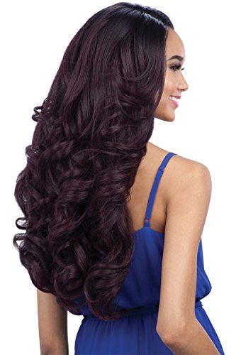 Freetress pelo sintético igual Lace Front Peluca encaje profundo invisible parte l Folami (op99j)