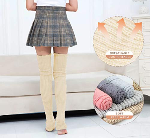 Image of Thigh Highs Leg Warmers for Women Over Knee High Crochet Extra Long Socks