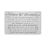 DEGASKEN Daughter 18th Birthday Card - Birthday Gifts for Sweet 18 Year Old Daughter - 18th Birthday Decorations for Girls, Personalized Engraved Wallet card