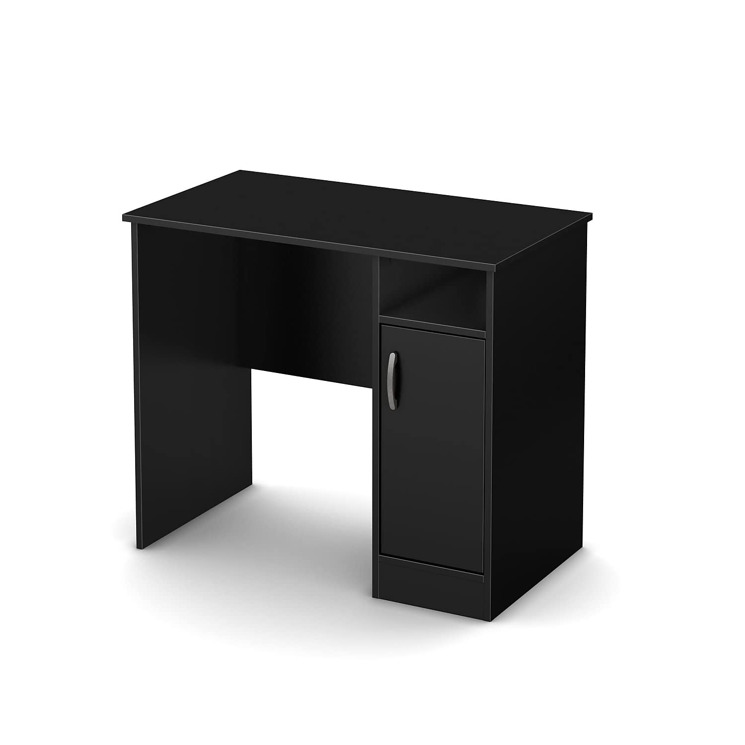South Shore Small Computer Desk with Door, Pure Black