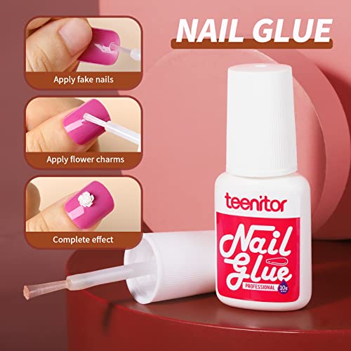 12 Pack, Short Square Press On Nails With Nail Glue, Teenitor 288Pcs Short Fake Nails 12 Colors Short Glue On Nails, Nails Glossy Acrylic False Nails Full Cover #TOP6